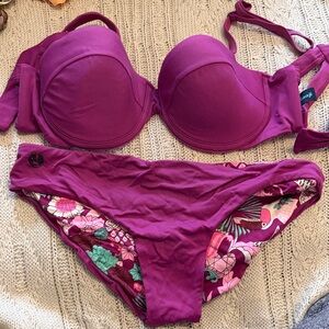 Maaji Purple Bikini Set with Purple Floral Design
